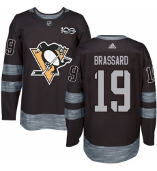 Men's Adidas Pittsburgh Penguins #19 Derick Brassard Authentic Black 1917-2017 100th Anniversary NHL Jersey