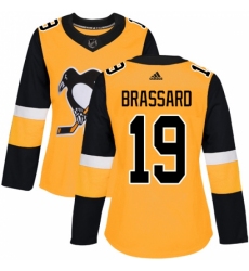 Women's Adidas Pittsburgh Penguins #19 Derick Brassard Authentic Gold Alternate NHL Jersey