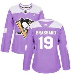 Women's Adidas Pittsburgh Penguins #19 Derick Brassard Authentic Purple Fights Cancer Practice NHL Jersey