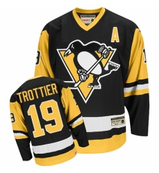 Men's CCM Pittsburgh Penguins #19 Bryan Trottier Authentic Black Throwback NHL Jersey