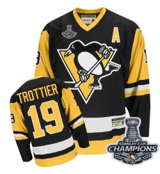 Men's CCM Pittsburgh Penguins #19 Bryan Trottier Premier Black Throwback 2017 Stanley Cup Champions NHL Jersey