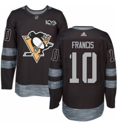 Men's Adidas Pittsburgh Penguins #10 Ron Francis Authentic Black 1917-2017 100th Anniversary NHL Jersey