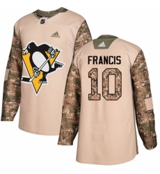 Men's Adidas Pittsburgh Penguins #10 Ron Francis Authentic Camo Veterans Day Practice NHL Jersey
