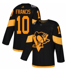 Men's Adidas Pittsburgh Penguins #10 Ron Francis Black Authentic 2019 Stadium Series Stitched NHL Jersey