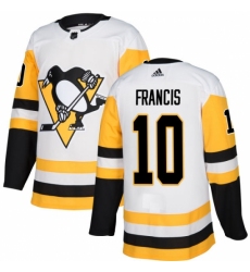 Women's Adidas Pittsburgh Penguins #10 Ron Francis Authentic White Away NHL Jersey