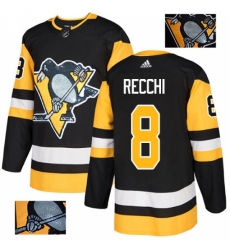 Men's Adidas Pittsburgh Penguins #8 Mark Recchi Authentic Black Fashion Gold NHL Jersey