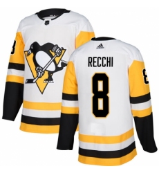 Men's Adidas Pittsburgh Penguins #8 Mark Recchi Authentic White Away NHL Jersey