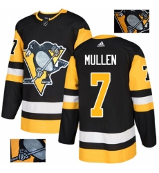 Men's Adidas Pittsburgh Penguins #7 Joe Mullen Authentic Black Fashion Gold NHL Jersey
