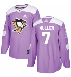 Men's Adidas Pittsburgh Penguins #7 Joe Mullen Authentic Purple Fights Cancer Practice NHL Jersey