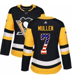 Women's Adidas Pittsburgh Penguins #7 Joe Mullen Authentic Black USA Flag Fashion NHL Jersey