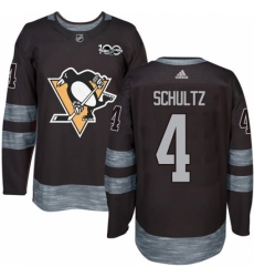 Men's Adidas Pittsburgh Penguins #4 Justin Schultz Authentic Black 1917-2017 100th Anniversary NHL Jersey