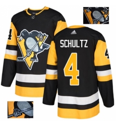 Men's Adidas Pittsburgh Penguins #4 Justin Schultz Authentic Black Fashion Gold NHL Jersey