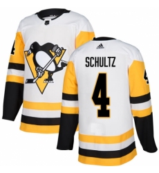 Men's Adidas Pittsburgh Penguins #4 Justin Schultz Authentic White Away NHL Jersey