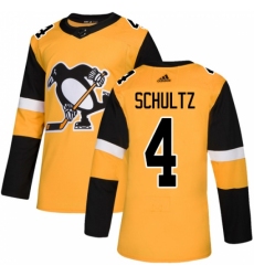 Men's Adidas Pittsburgh Penguins #4 Justin Schultz Premier Gold Alternate NHL Jersey