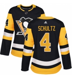 Women's Adidas Pittsburgh Penguins #4 Justin Schultz Authentic Black Home NHL Jersey
