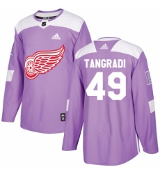 Men's Adidas Detroit Red Wings #49 Eric Tangradi Authentic Purple Fights Cancer Practice NHL Jersey