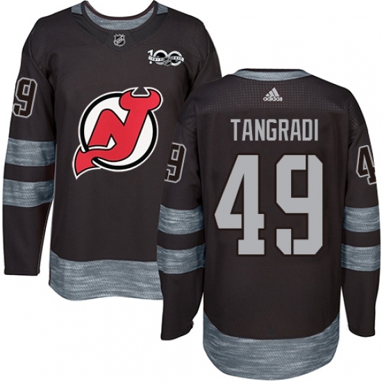 Men's Adidas New Jersey Devils #49 Eric Tangradi Authentic Black 1917-2017 100th Anniversary NHL Jersey Men's Adidas New Jersey Devils #49 Eric Tangradi Authentic Black 1917-2017 100th Anniversary NHL Jersey