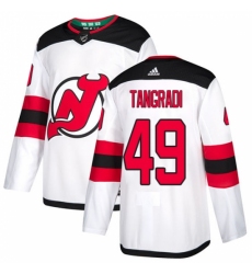 Men's Adidas New Jersey Devils #49 Eric Tangradi Authentic White Away NHL Jersey
