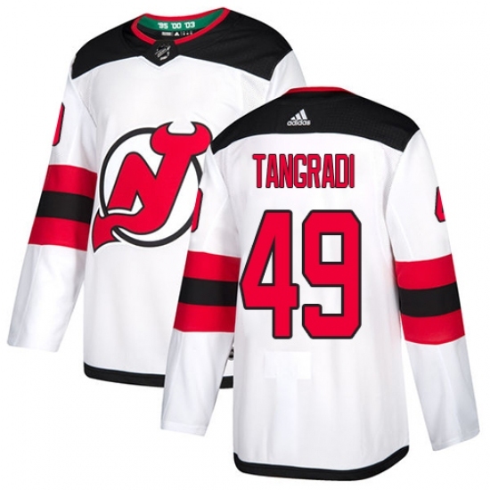 Men's Adidas New Jersey Devils #49 Eric Tangradi Authentic White Away NHL Jersey Men's Adidas New Jersey Devils #49 Eric Tangradi Authentic White Away NHL Jersey