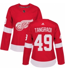 Women's Adidas Detroit Red Wings #49 Eric Tangradi Authentic Red Home NHL Jersey