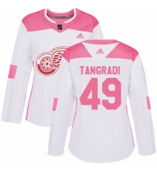 Women's Adidas Detroit Red Wings #49 Eric Tangradi Authentic White/Pink Fashion NHL Jersey