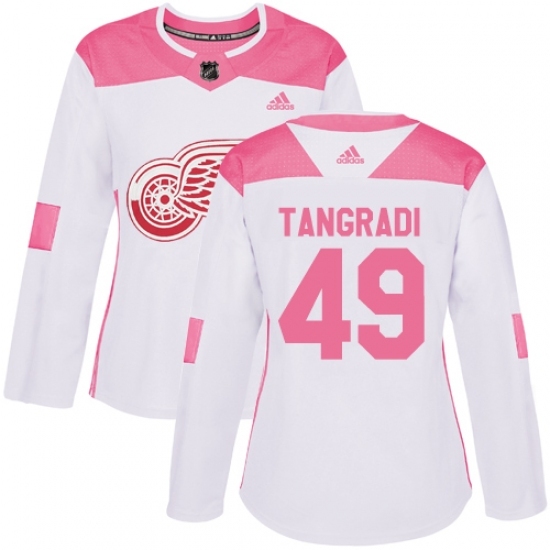 Women's Adidas Detroit Red Wings #49 Eric Tangradi Authentic White/Pink Fashion NHL Jersey Women's Adidas Detroit Red Wings #49 Eric Tangradi Authentic White/Pink Fashion NHL Jersey