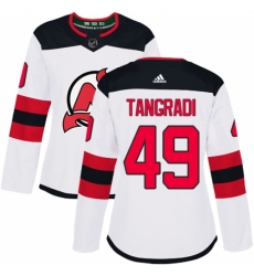 Women's Adidas New Jersey Devils #49 Eric Tangradi Authentic White Away NHL Jersey Women's Adidas New Jersey Devils #49 Eric Tangradi Authentic White Away NHL Jersey