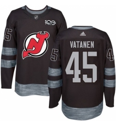 Men's Adidas New Jersey Devils #45 Sami Vatanen Authentic Black 1917-2017 100th Anniversary NHL Jersey