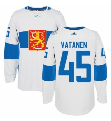 Men's Adidas Team Finland #45 Sami Vatanen Premier White Home 2016 World Cup of Hockey Jersey