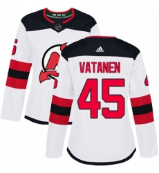 Women's Adidas New Jersey Devils #45 Sami Vatanen Authentic White Away NHL Jersey