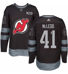 Men's Adidas New Jersey Devils #41 Michael McLeod Authentic Black 1917-2017 100th Anniversary NHL Jersey
