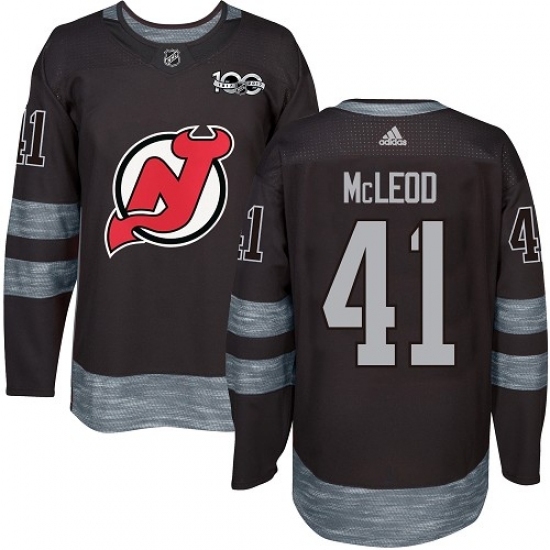 Men's Adidas New Jersey Devils #41 Michael McLeod Authentic Black 1917-2017 100th Anniversary NHL Jersey Men's Adidas New Jersey Devils #41 Michael McLeod Authentic Black 1917-2017 100th Anniversary NHL Jersey