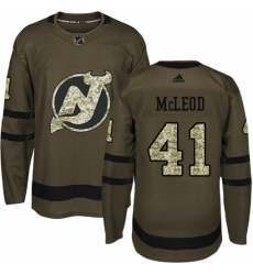 Men's Adidas New Jersey Devils #41 Michael McLeod Authentic Green Salute to Service NHL Jersey