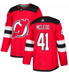Men's Adidas New Jersey Devils #41 Michael McLeod Authentic Red Home NHL Jersey