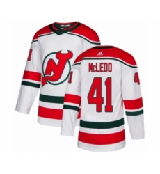 Men's Adidas New Jersey Devils #41 Michael McLeod Authentic White Alternate NHL Jersey