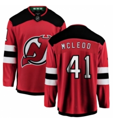 Men's New Jersey Devils #41 Michael McLeod Fanatics Branded Red Home Breakaway NHL Jersey