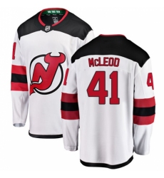 Men's New Jersey Devils #41 Michael McLeod Fanatics Branded White Away Breakaway NHL Jersey