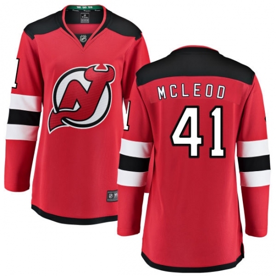 Women's New Jersey Devils #41 Michael McLeod Fanatics Branded Red Home Breakaway NHL Jersey Women's New Jersey Devils #41 Michael McLeod Fanatics Branded Red Home Breakaway NHL Jersey