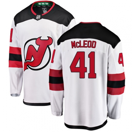 Youth New Jersey Devils #41 Michael McLeod Fanatics Branded White Away Breakaway NHL Jersey Youth New Jersey Devils #41 Michael McLeod Fanatics Branded White Away Breakaway NHL Jersey