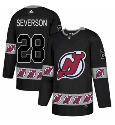 Men's Adidas New Jersey Devils #28 Damon Severson Authentic Black Team Logo Fashion NHL Jersey