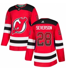 Men's Adidas New Jersey Devils #28 Damon Severson Authentic Red Drift Fashion NHL Jersey
