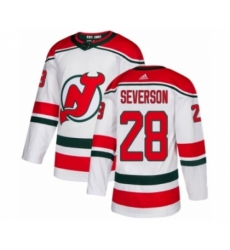 Men's Adidas New Jersey Devils #28 Damon Severson Premier White Alternate NHL Jersey