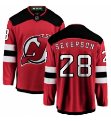 Men's New Jersey Devils #28 Damon Severson Fanatics Branded Red Home Breakaway NHL Jersey