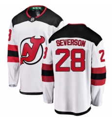 Men's New Jersey Devils #28 Damon Severson Fanatics Branded White Away Breakaway NHL Jersey