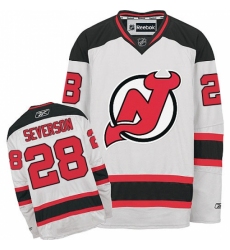 Men's Reebok New Jersey Devils #28 Damon Severson Authentic White Away NHL Jersey