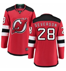 Women's New Jersey Devils #28 Damon Severson Fanatics Branded Red Home Breakaway NHL Jersey