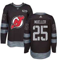 Men's Adidas New Jersey Devils #25 Mirco Mueller Authentic Black 1917-2017 100th Anniversary NHL Jersey