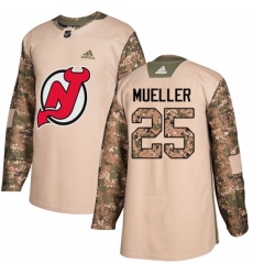 Men's Adidas New Jersey Devils #25 Mirco Mueller Authentic Camo Veterans Day Practice NHL Jersey