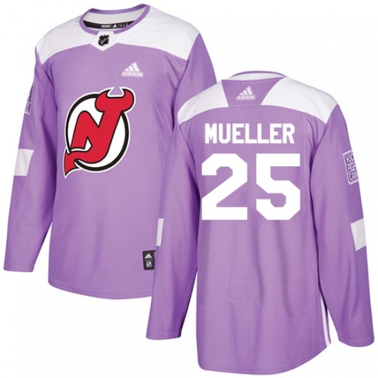 Men's Adidas New Jersey Devils #25 Mirco Mueller Authentic Purple Fights Cancer Practice NHL Jersey Men's Adidas New Jersey Devils #25 Mirco Mueller Authentic Purple Fights Cancer Practice NHL Jersey