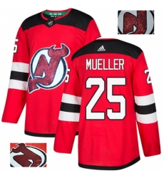 Men's Adidas New Jersey Devils #25 Mirco Mueller Authentic Red Fashion Gold NHL Jersey